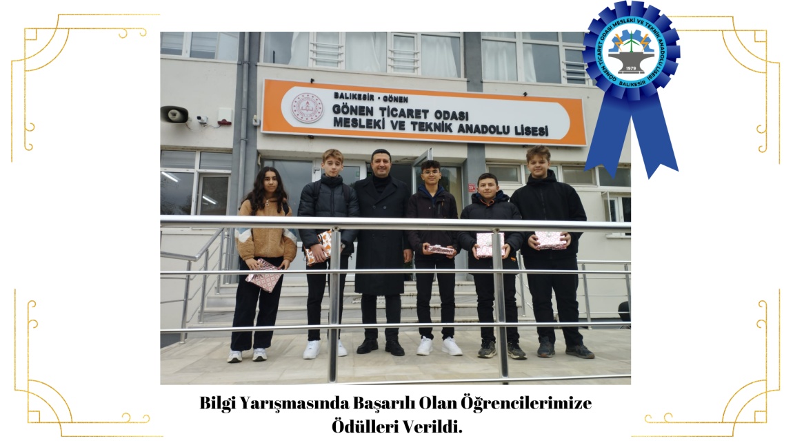 Bilgi Yarışmasında Başarılı Olan Öğrencilerimize  Ödülleri Verildi.